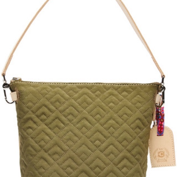 Consuela Olive Quilted Crossbody Bag with Floral Patch NWT - Picture 6 of 6